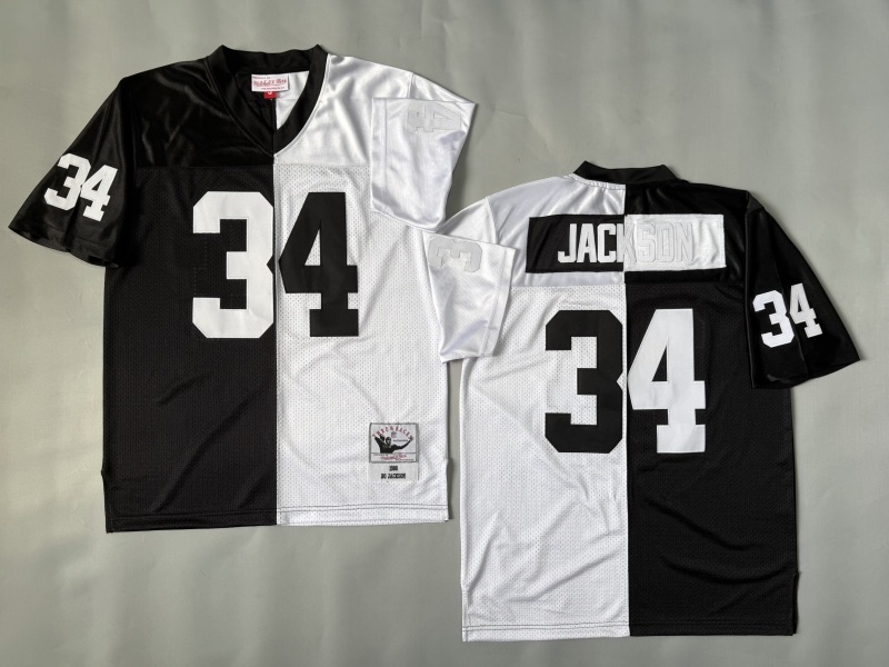 Men 2025 Nike Oakland Raiders #34 Jackson black white Throwback Limited NFL Jersey style 001->oakland raiders->NFL Jersey